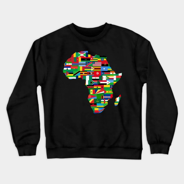 Map of Africa Continent with Flags Crewneck Sweatshirt by Sanu Designs